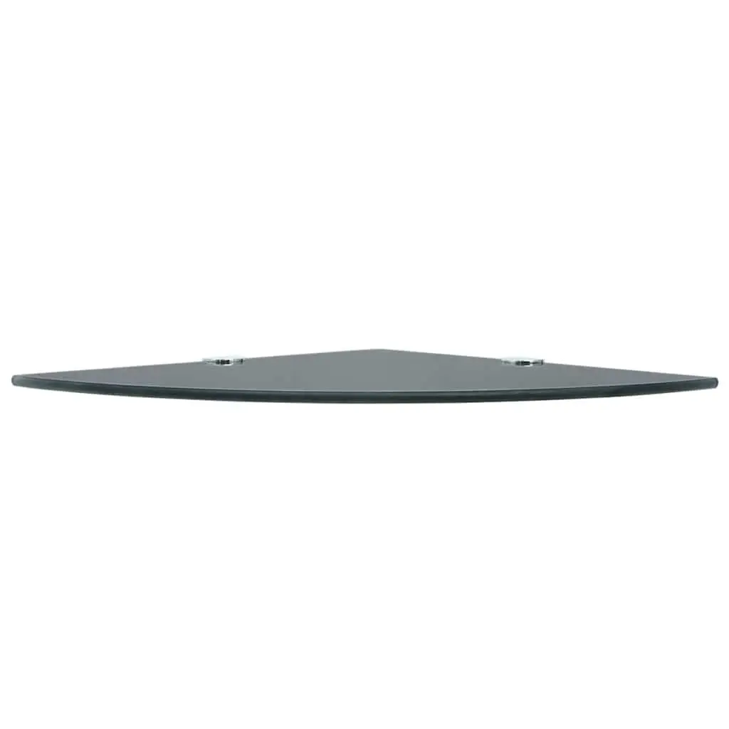 Black Glass Floating Corner Shelf, 25cm