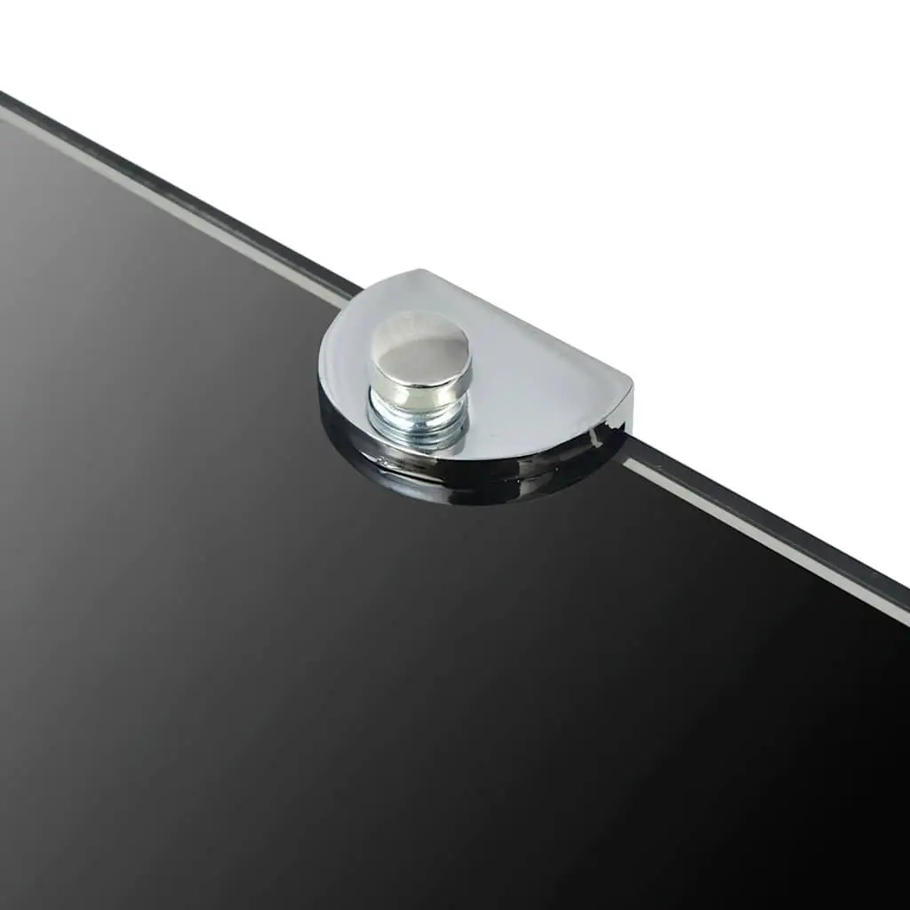 Black Glass Floating Corner Shelf, 25cm