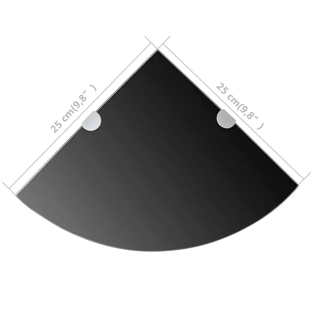 Black Glass Floating Corner Shelf, 25cm