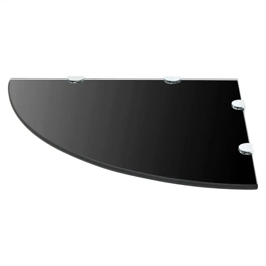 Corner Wall Shelf Black Glass Floating Storage Kitchen Bathroom Display Ledge