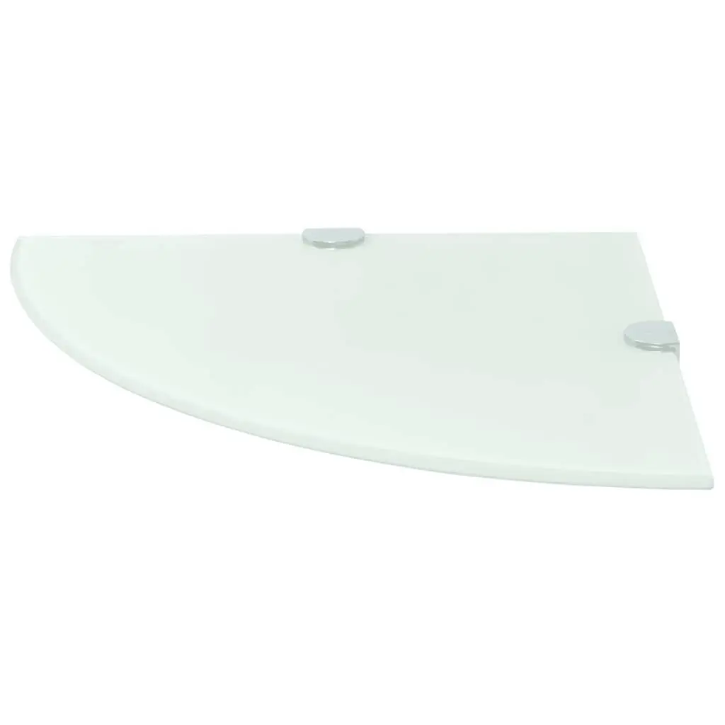 White Corner Wall Shelf Glass Floating Mount 25x25cm