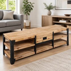 Brown Wooden TV Stand: Dimensions 140 x 40 x 45 cm