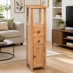 Corner Cabinet 26W x 26D x 94H cm Solid Oak Wood