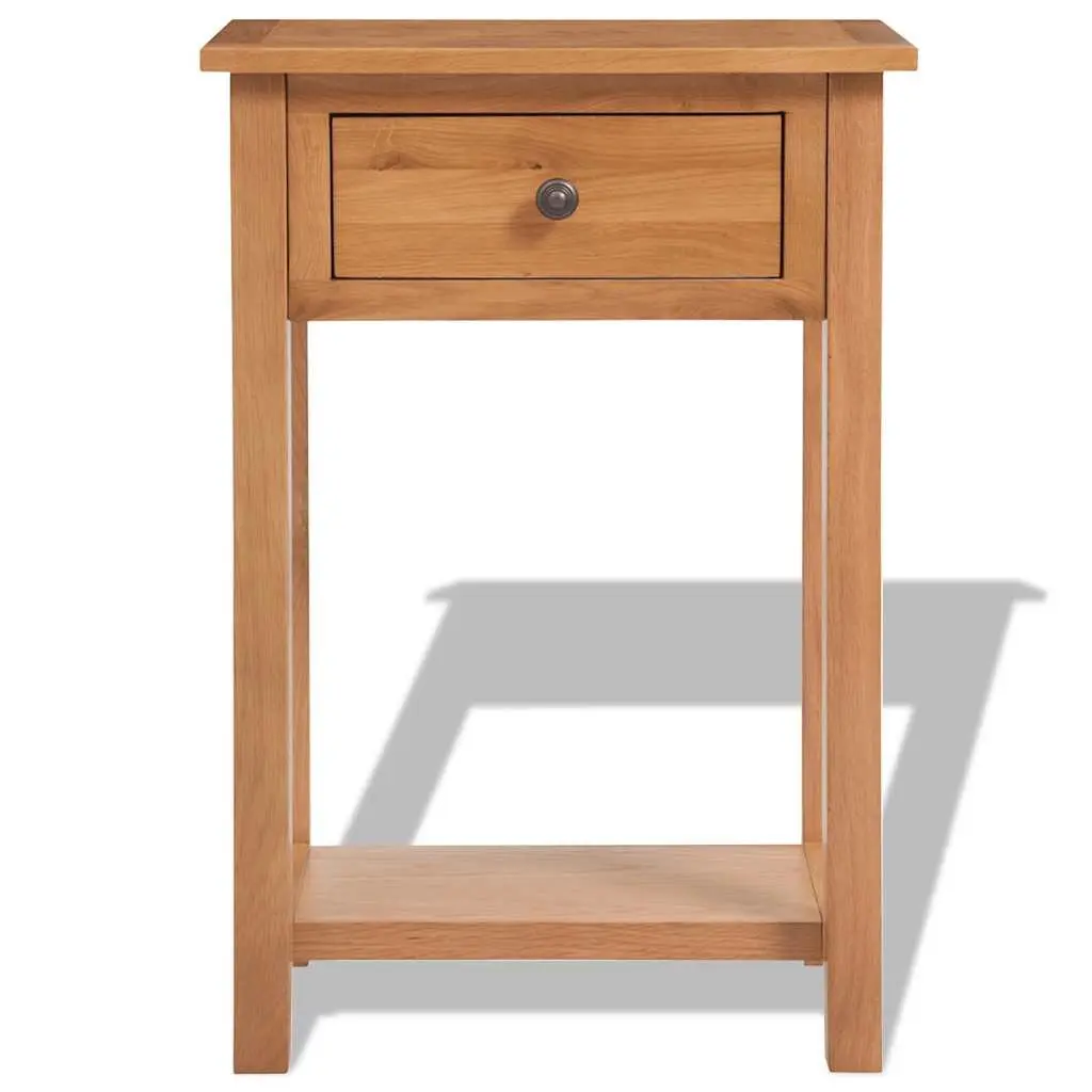 Solid Oak Wood Console Table Brown Compact Hallway Entry Display Furniture