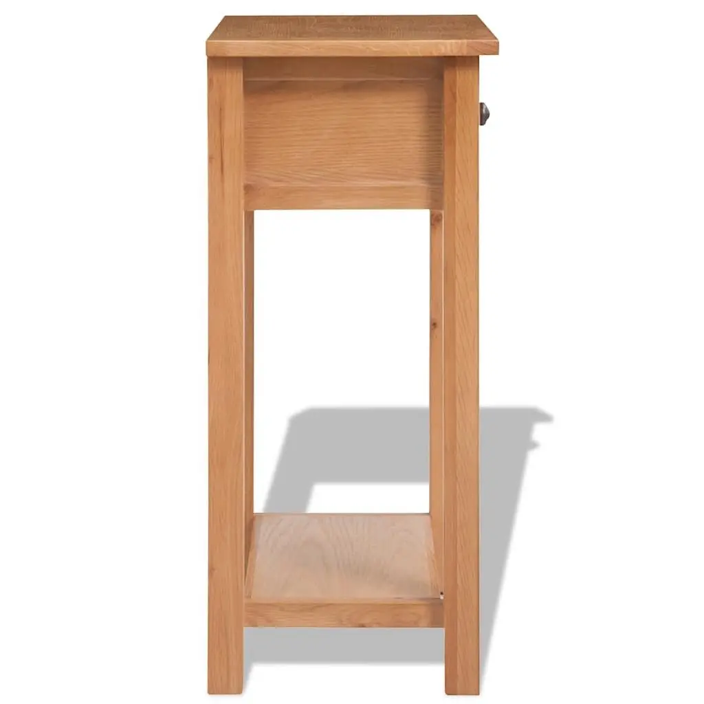 Solid Oak Wood Console Table Brown Compact Hallway Entry Display Furniture