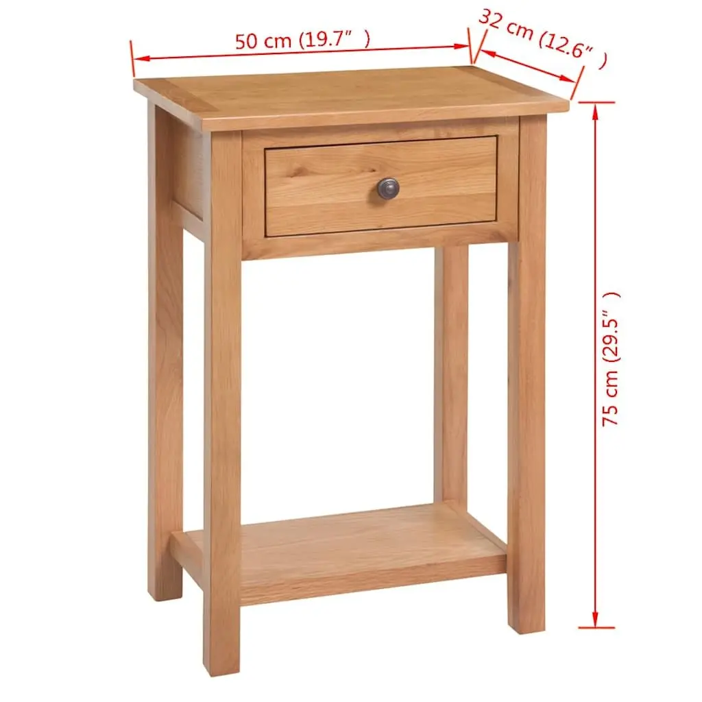 Solid Oak Wood Console Table Brown Compact Hallway Entry Display Furniture