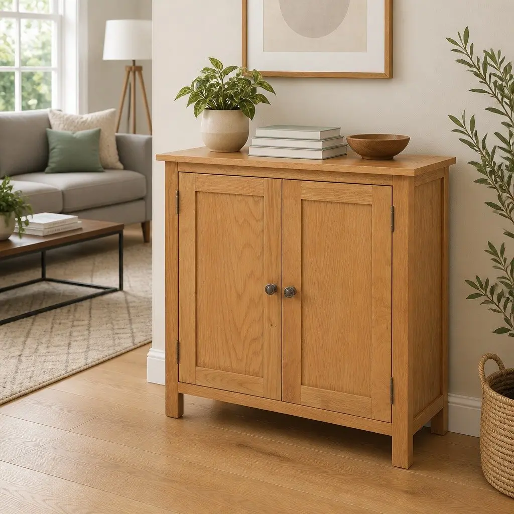 Solid Oak Wood Sideboard Storage Cabinet Living Room Dining Furniture Brown