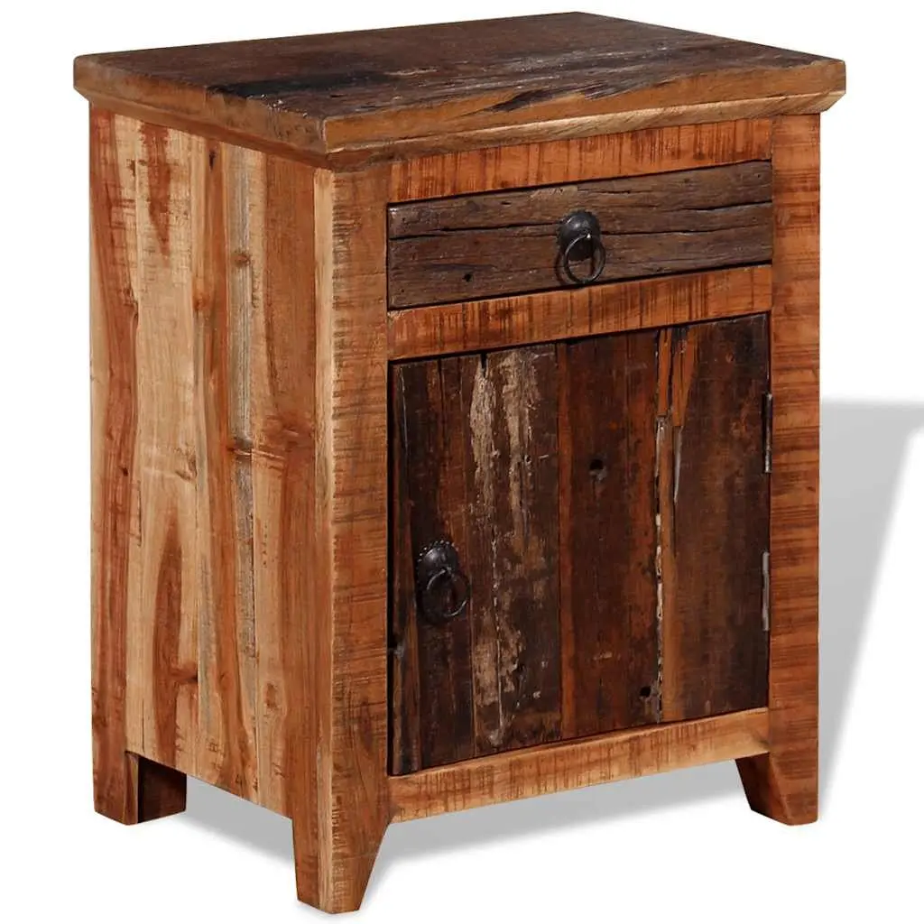 Solid Acacia Bedside Table with Storage