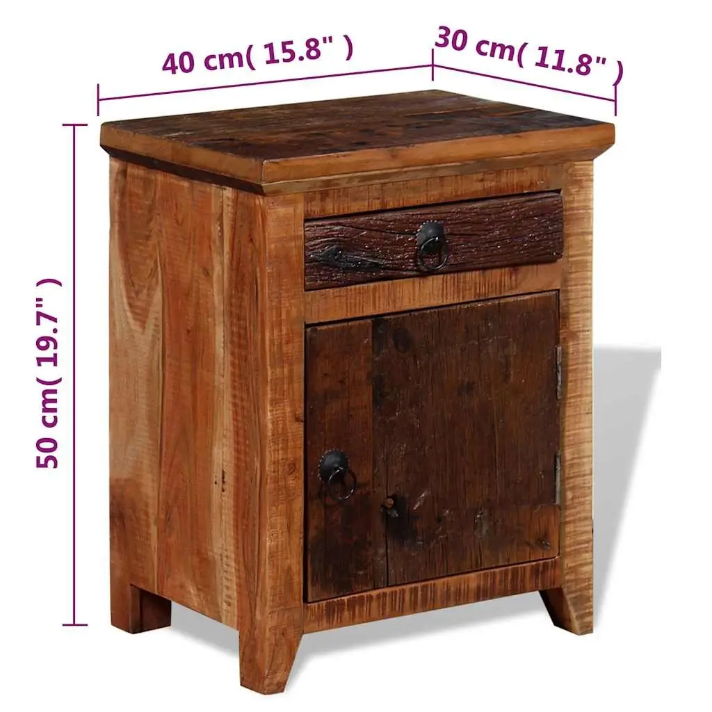 Solid Acacia Bedside Table with Storage
