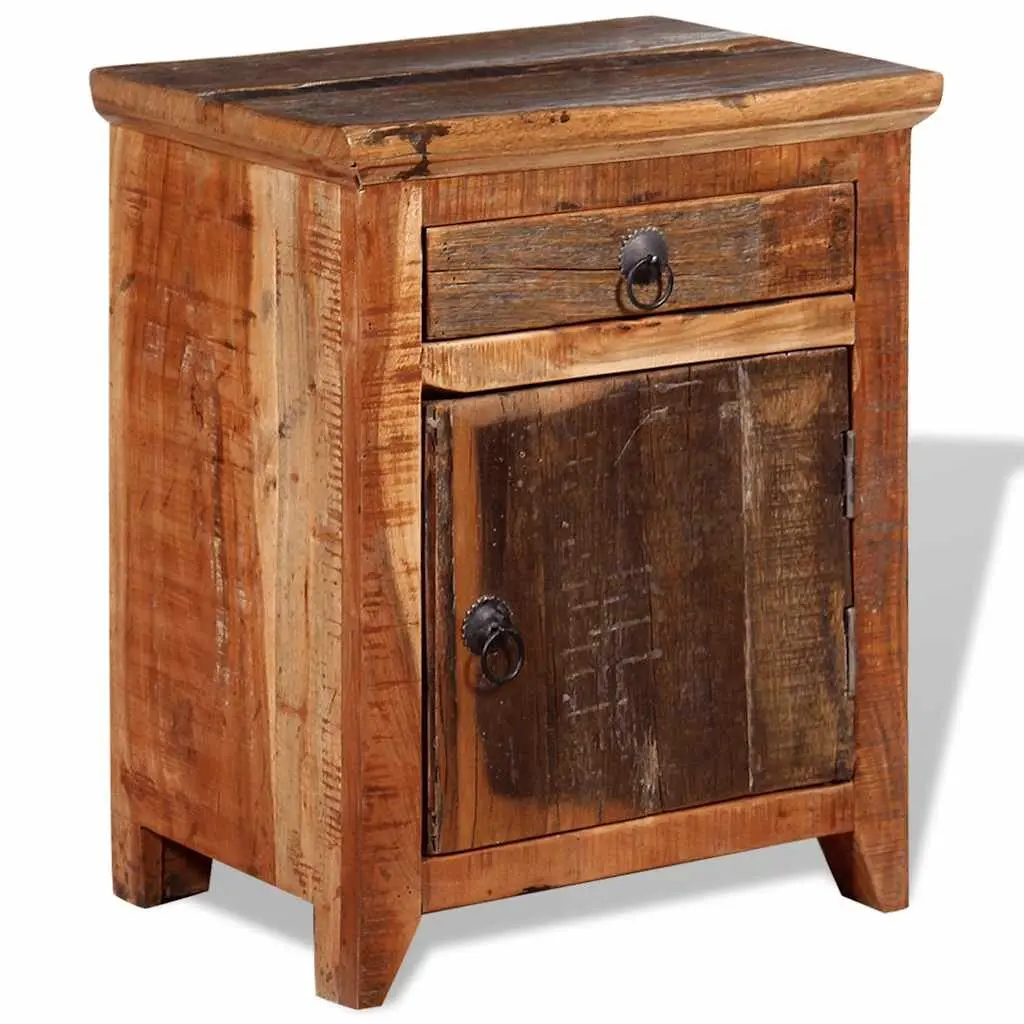 Solid Acacia Bedside Table with Storage