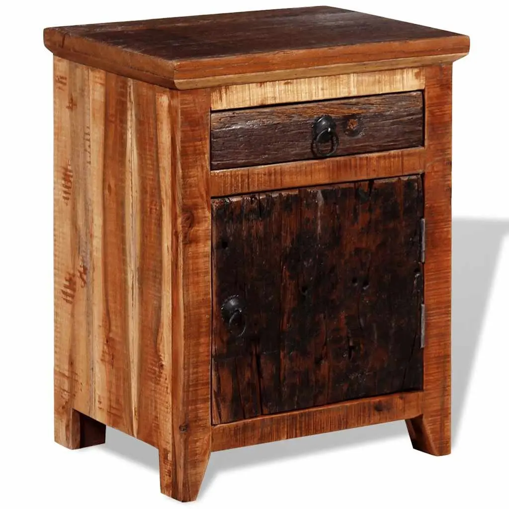 Solid Acacia Bedside Table with Storage