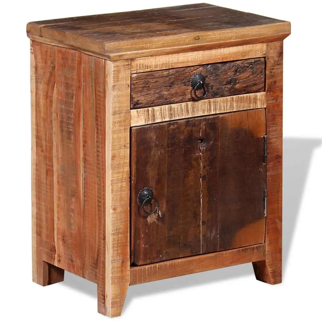 Solid Acacia Bedside Table with Storage