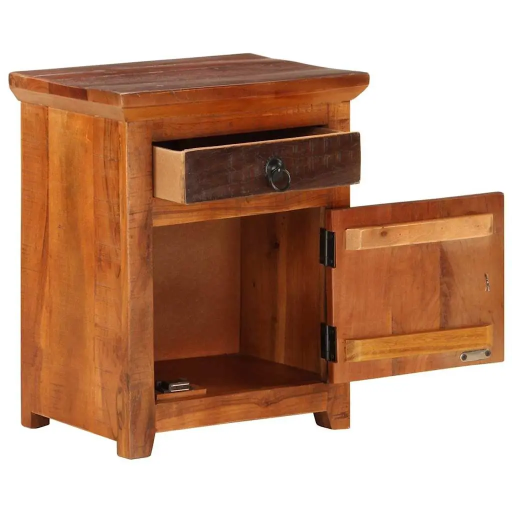Solid Acacia Bedside Table with Storage