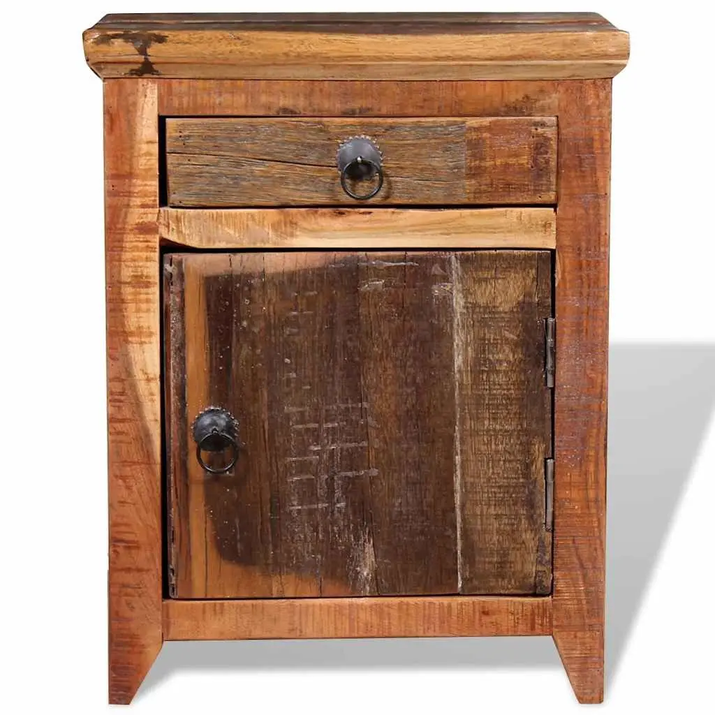 Solid Acacia Bedside Table with Storage