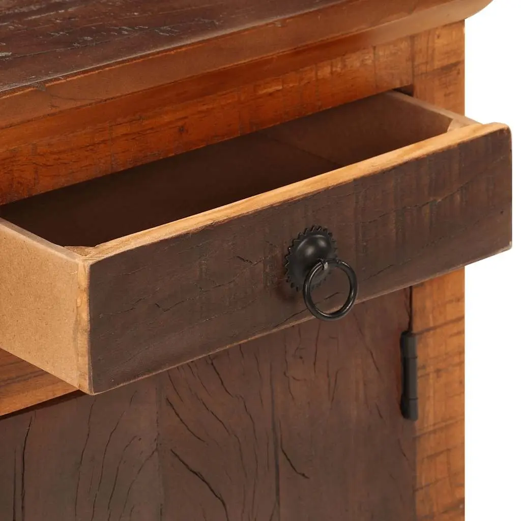 Solid Acacia Bedside Table with Storage