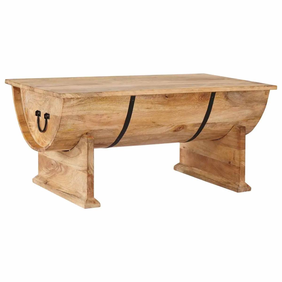 Solid Mango Wood Coffee Table Handmade Vintage Brown Living Room 88L x 50W x 40H cm