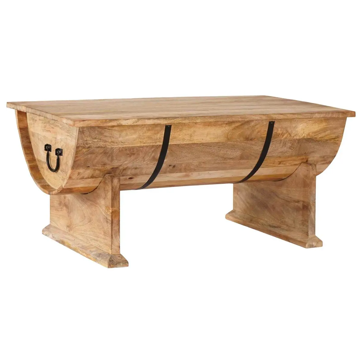 Solid Mango Wood Coffee Table Handmade Vintage Brown Living Room 88L x 50W x 40H cm