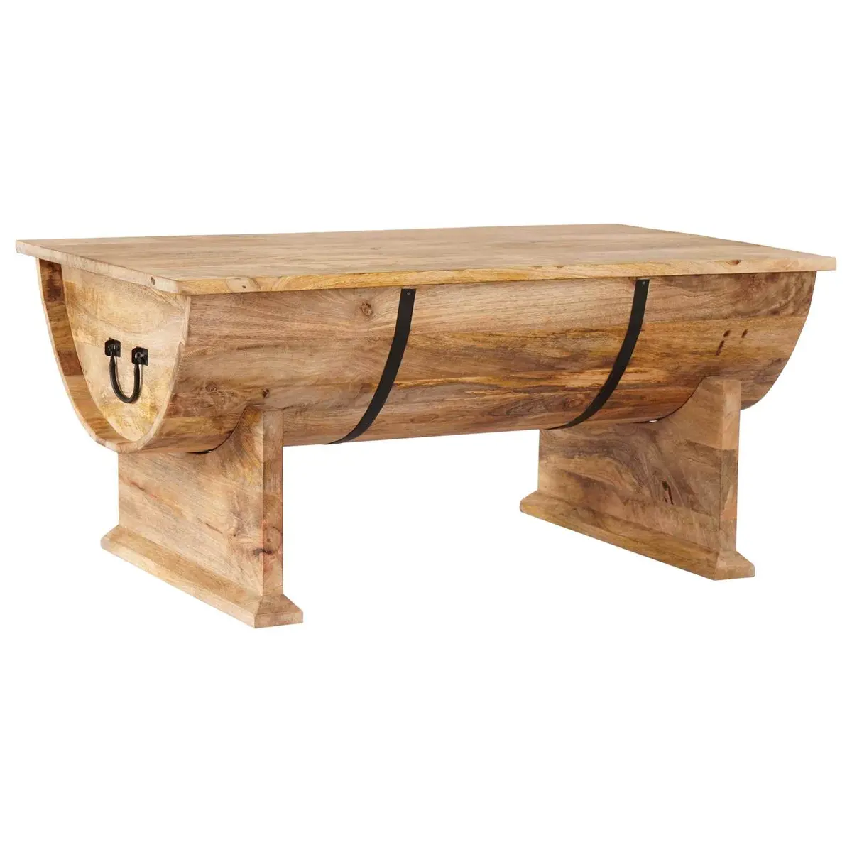 Solid Mango Wood Coffee Table Handmade Vintage Brown Living Room 88L x 50W x 40H cm