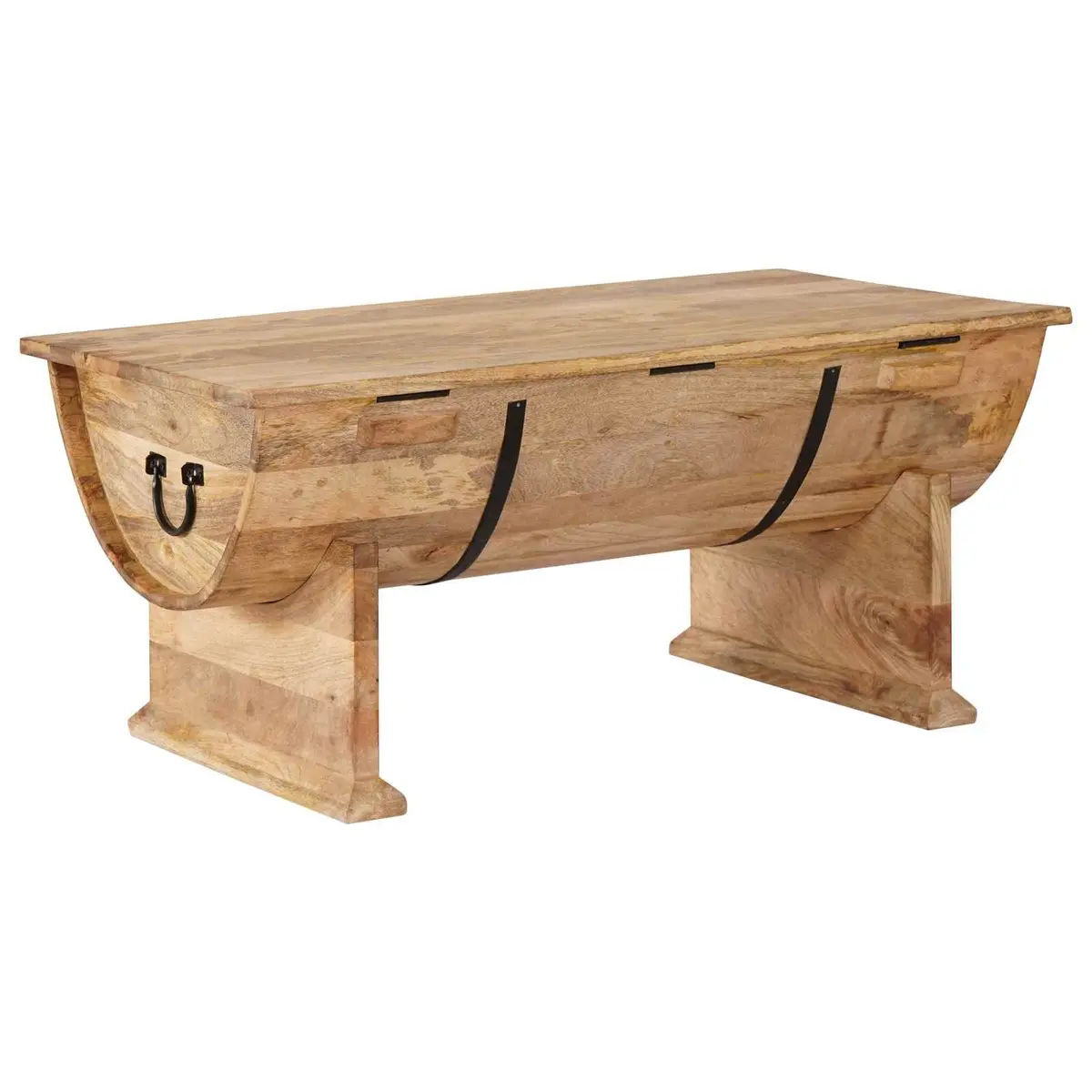 Solid Mango Wood Coffee Table Handmade Vintage Brown Living Room 88L x 50W x 40H cm