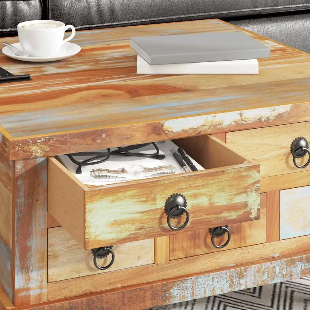 Coffee Table Industrial Vintage Reclaimed Wood 70x70x38 cm Brown