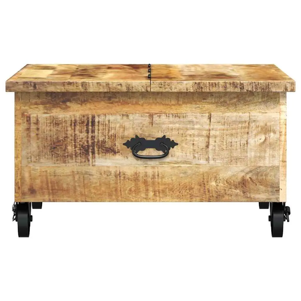 Industrial Wooden Coffee Table for Living Room with 5 Drawers and Iron Wheels 70 x 70 x 40 cm