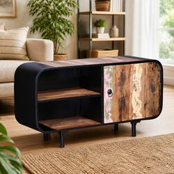 TV Cabinet Specifications: Reclaimed Wood Industrial Lowboard 90x30x48 cm