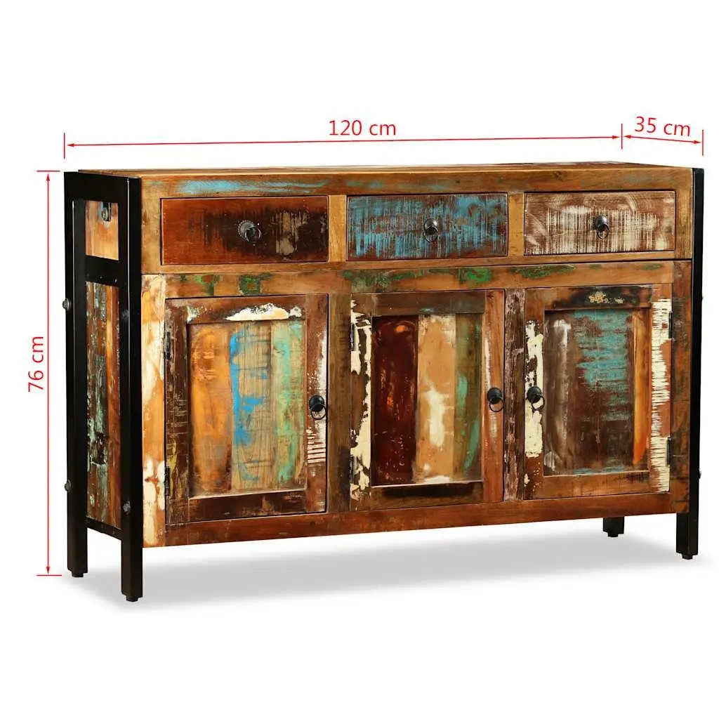 Sideboard Buffet Cabinet Living Room Dining Room 120x35x76cm Solid Reclaimed Wood 3 Drawers Storage