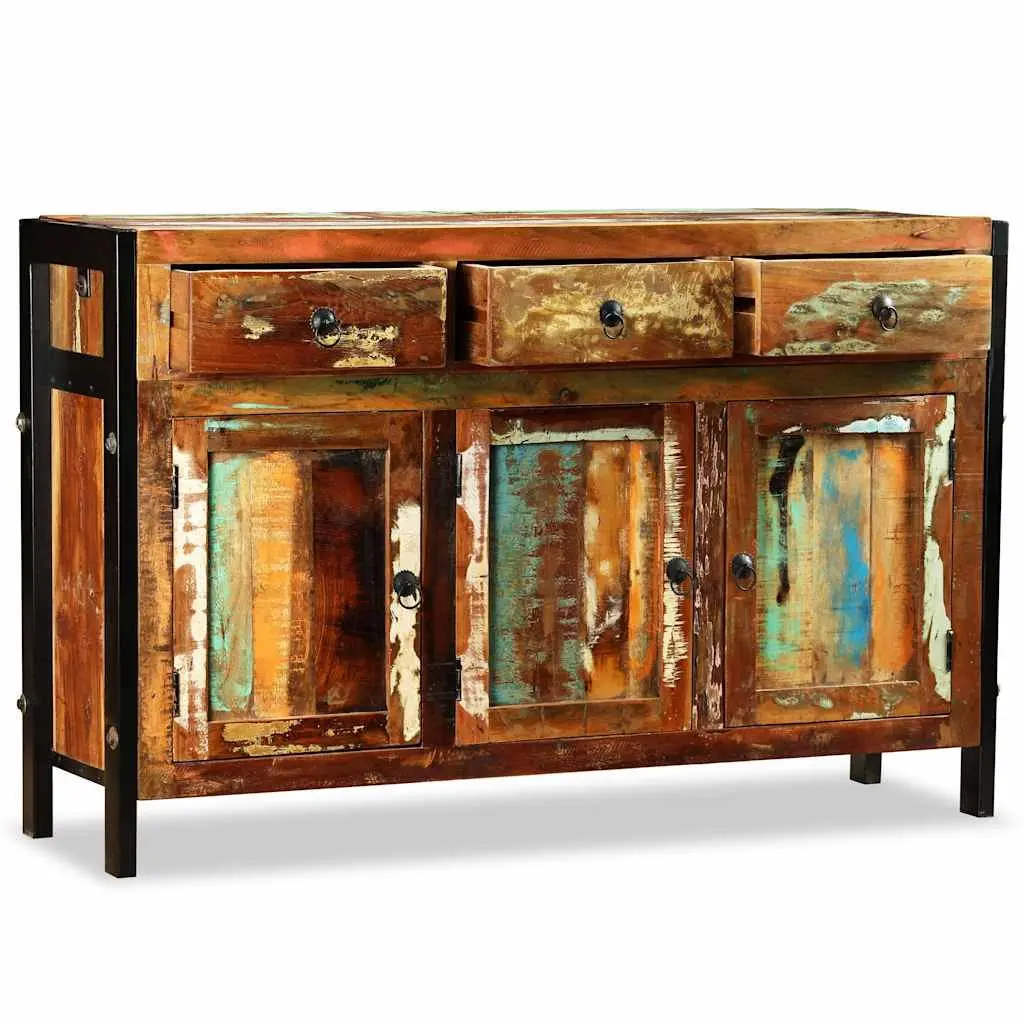 Sideboard Buffet Cabinet Living Room Dining Room 120x35x76cm Solid Reclaimed Wood 3 Drawers Storage