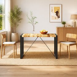 120cm Dining Table: Brown Mango Wood with Steel Legs