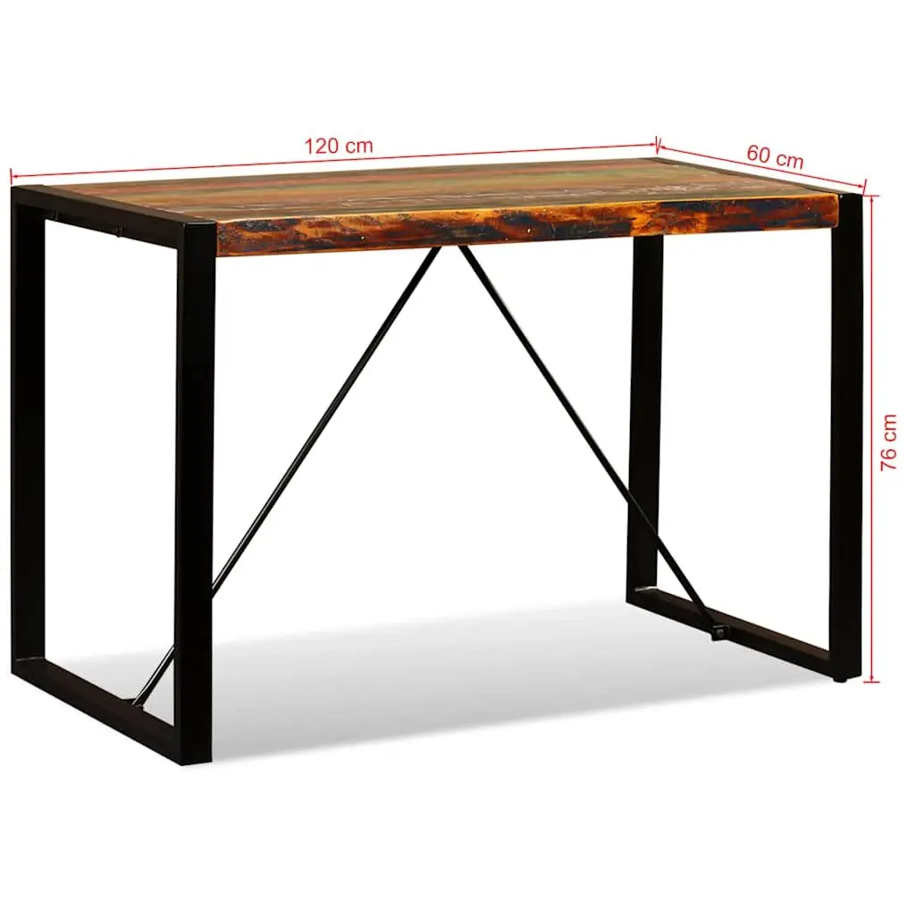 Dining Table Solid Reclaimed Wood Industrial Style Kitchen Room 120cm