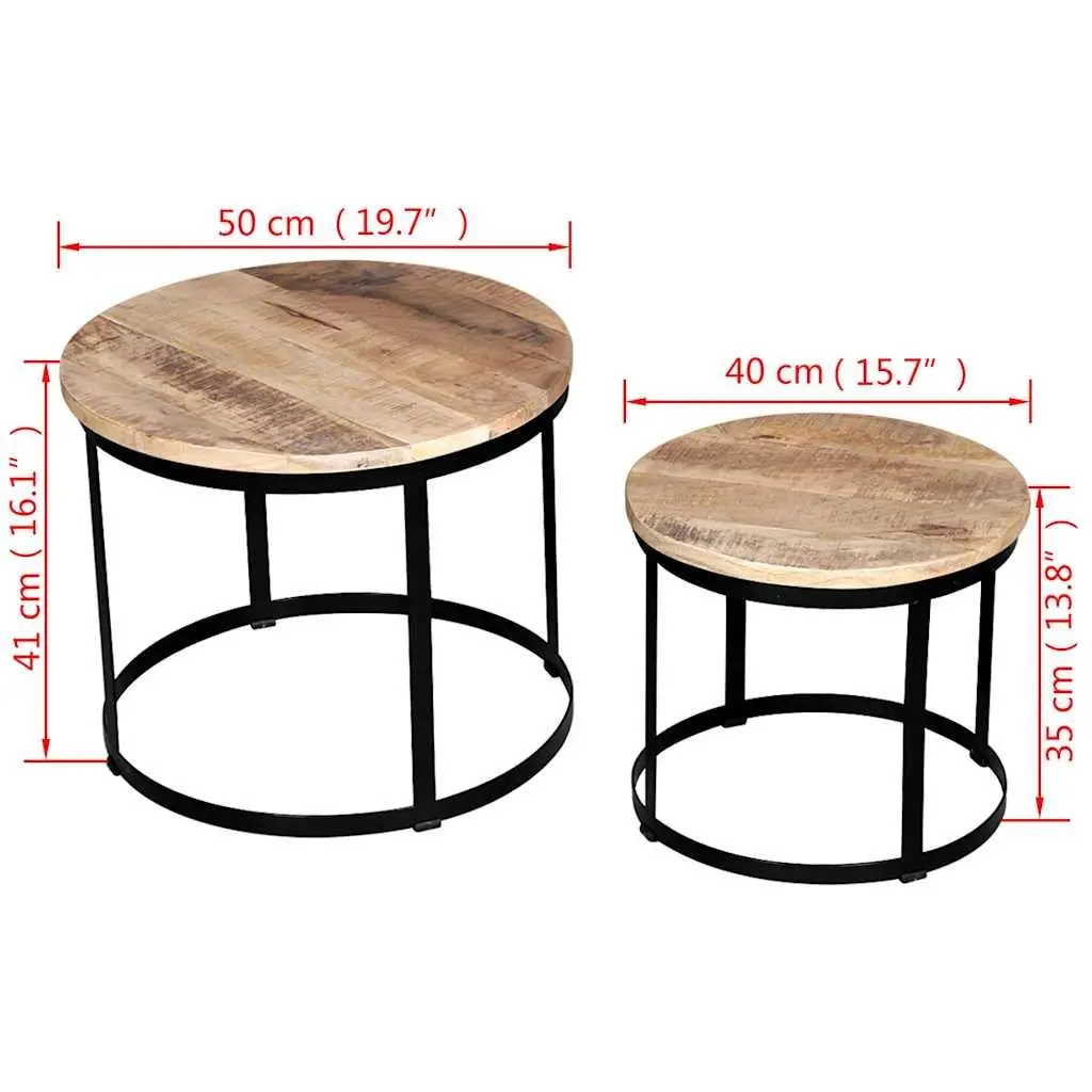 Coffee Table Set Living Room 40/50 cm Round Wooden Accent Tables