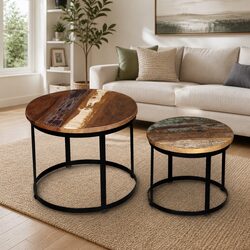Industrial Vintage Coffee Table Set: Dimensions & Specs