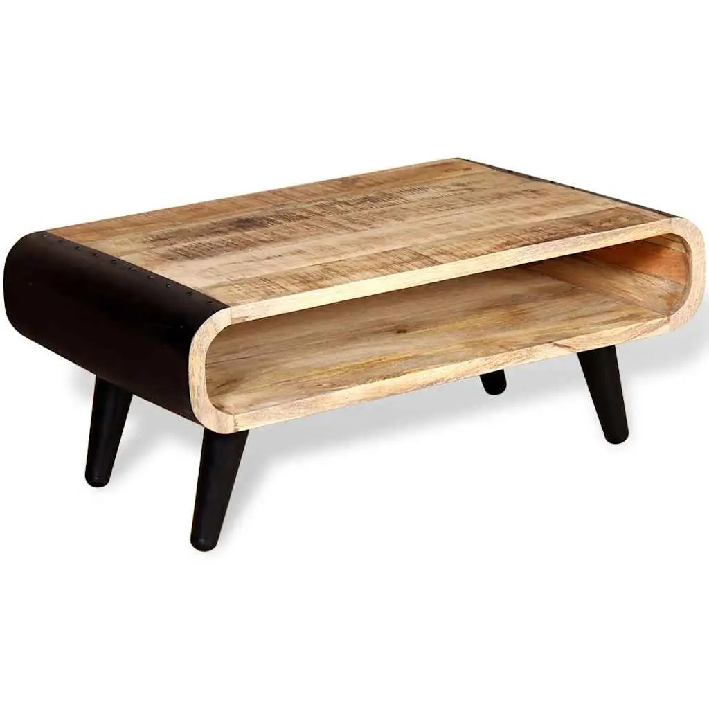 Industrial Coffee Table in Rough Mango Wood