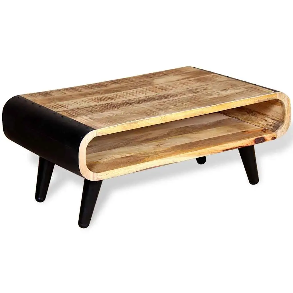 Industrial Coffee Table in Rough Mango Wood