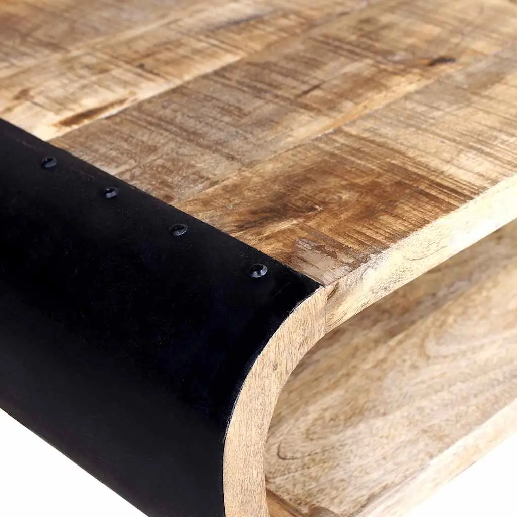 Industrial Coffee Table in Rough Mango Wood
