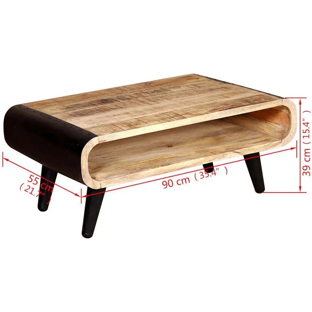 Industrial Coffee Table in Rough Mango Wood