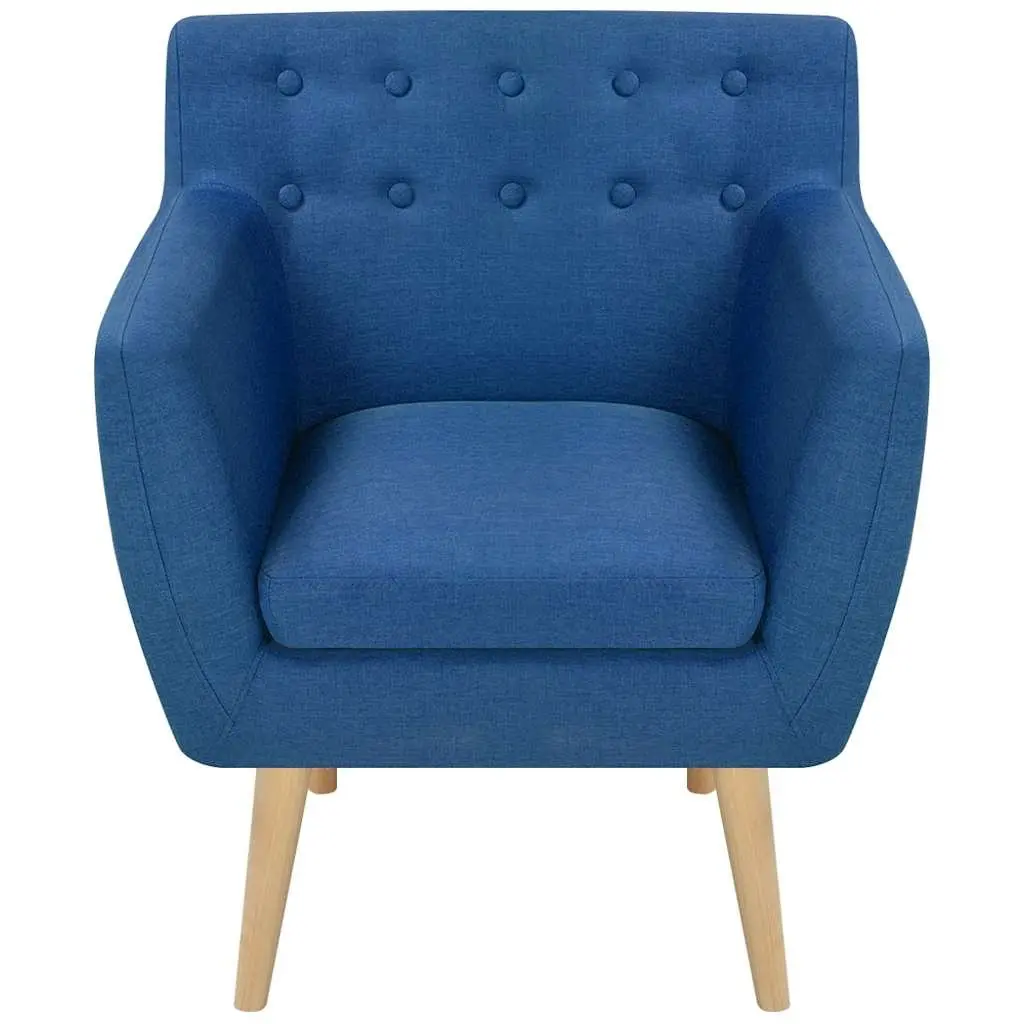 Armchair Blue Fabric Modern Design Living Room Lounge Seating Padded Cushion