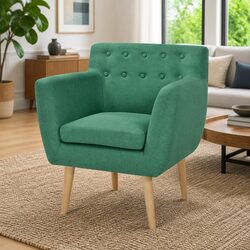 Specifications for Green Fabric Armchair with Wooden Frame