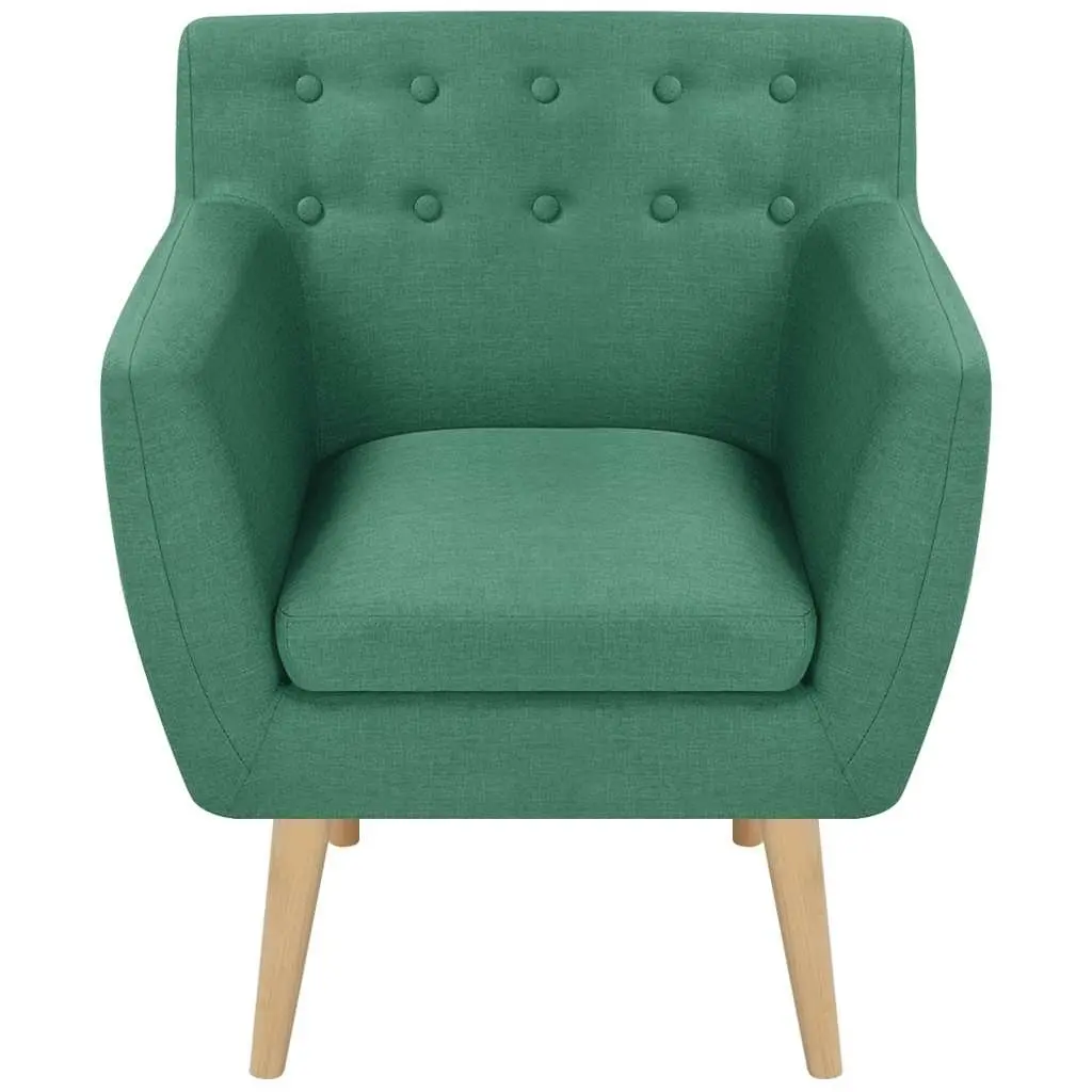 Armchair Green Fabric Upholstery Wooden Frame Living Room Seat