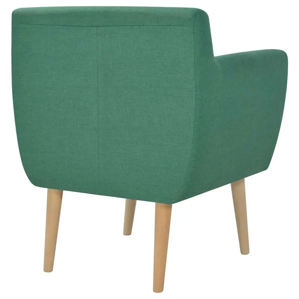 Armchair Green Fabric Upholstery Wooden Frame Living Room Seat
