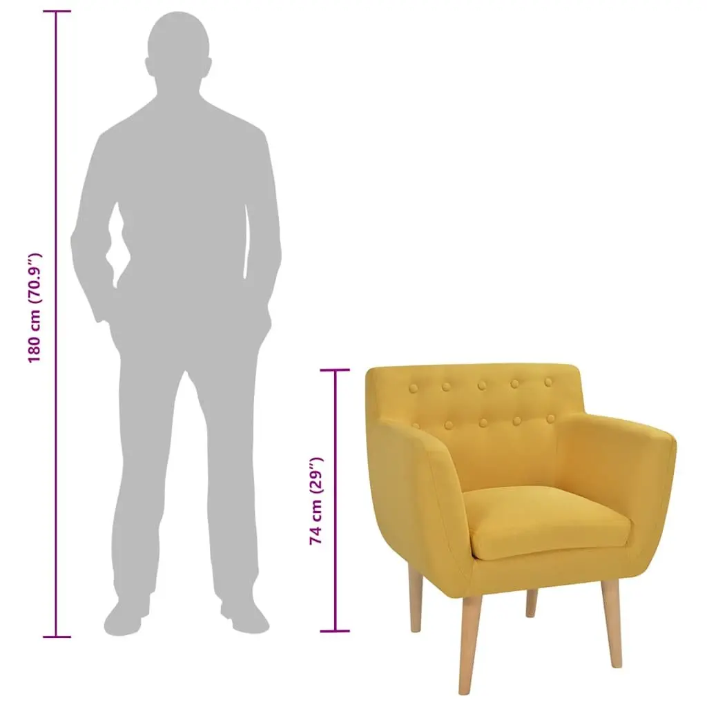 Armchair Living Room Yellow Fabric Modern Size