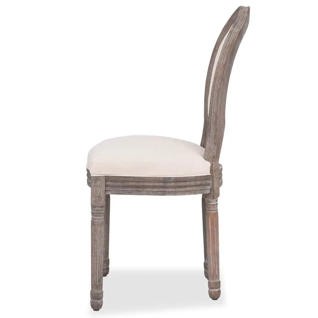 Dining Chairs Kitchen Room Cream Fabric Padded Seat 2 Piece Wooden Legs