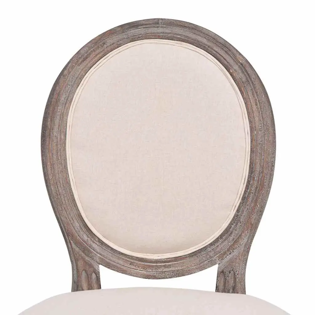 Dining Chairs Kitchen Room Cream Fabric Padded Seat 2 Piece Wooden Legs