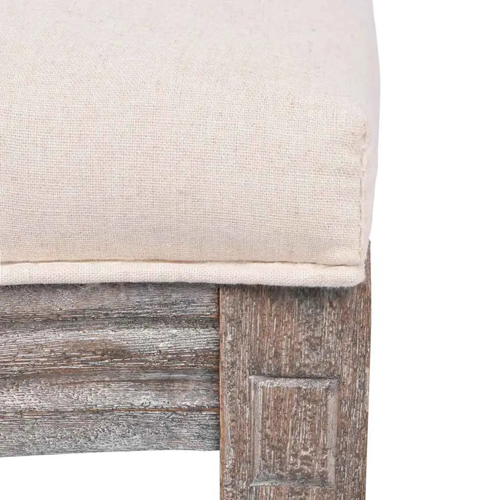 Dining Chairs Kitchen Room Cream Fabric Padded Seat 2 Piece Wooden Legs