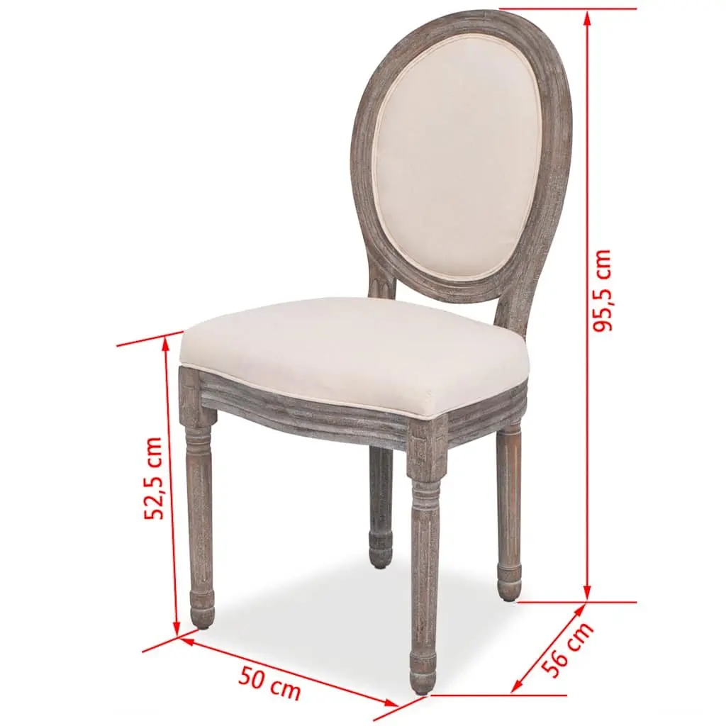 Dining Chairs Kitchen Room Cream Fabric Padded Seat 2 Piece Wooden Legs