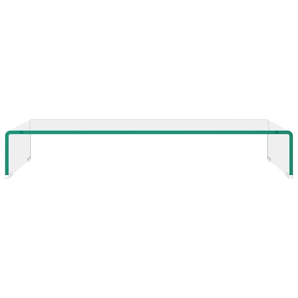 TV Stand Monitor Riser Glass Shelf Tempered Clear Desktop Laptop Display Raiser 80 x 30 x 13 cm
