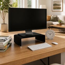 Black Tempered Glass TV Stand Monitor Riser Specifications