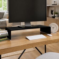 Black Glass TV Stand: 70 x 30 x 13 cm, Tempered Construction