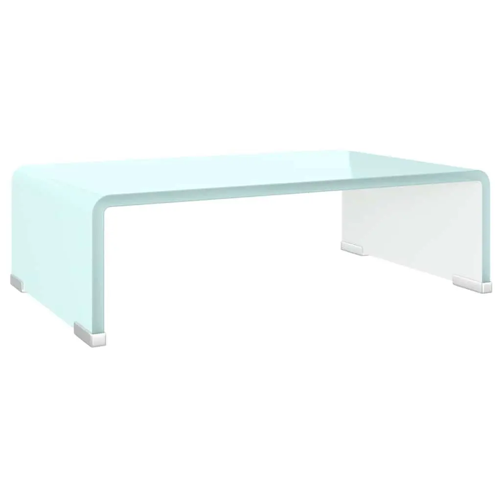 Glass TV Stand Monitor Riser for Home Office 40 x 25 x 11 cm Green Tempered Glass