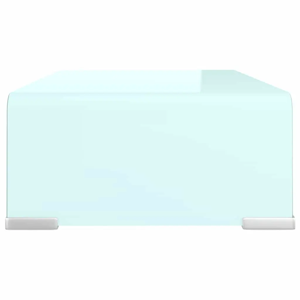 Glass TV Stand Monitor Riser for Home Office 40 x 25 x 11 cm Green Tempered Glass